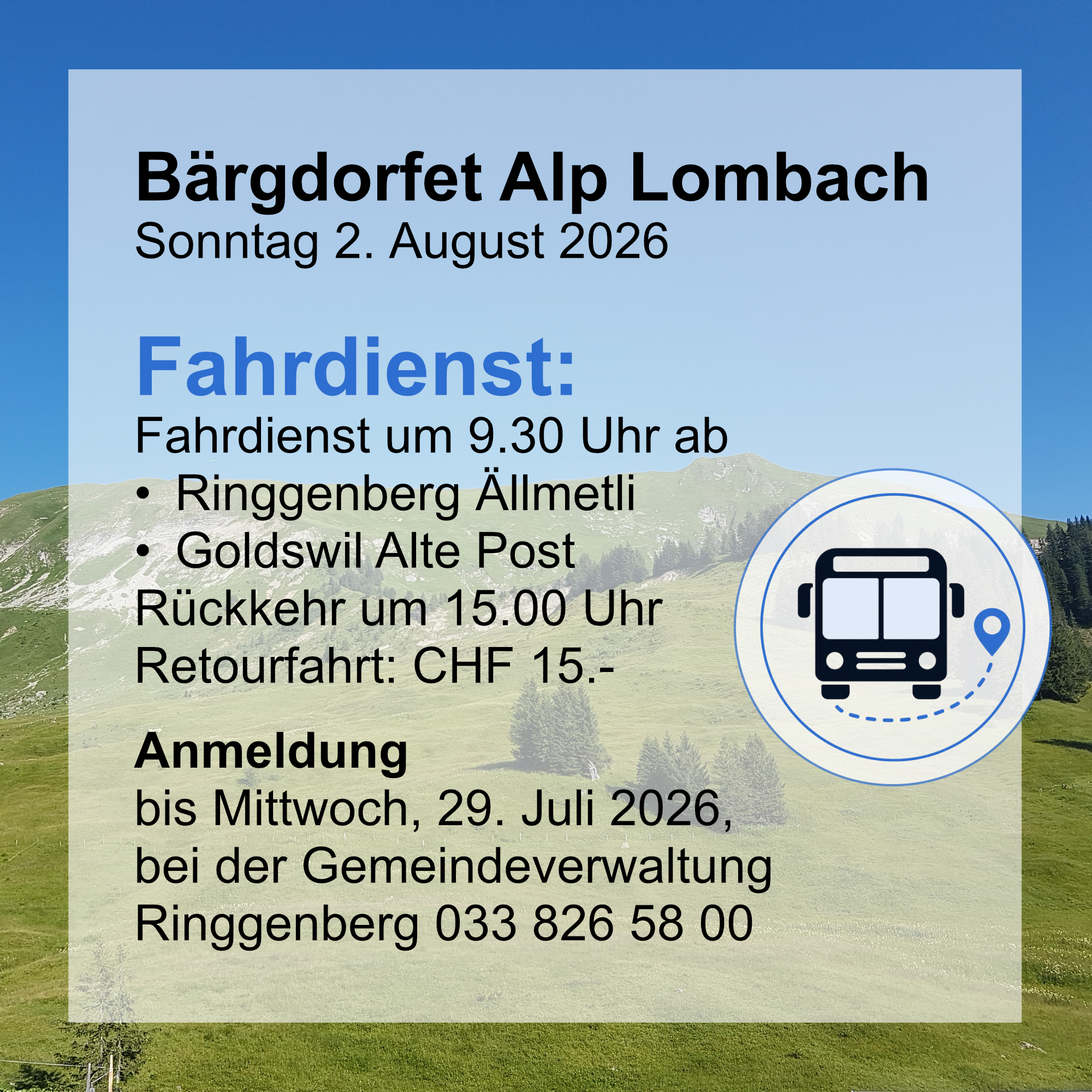 Lombachalp - Fahrdienst